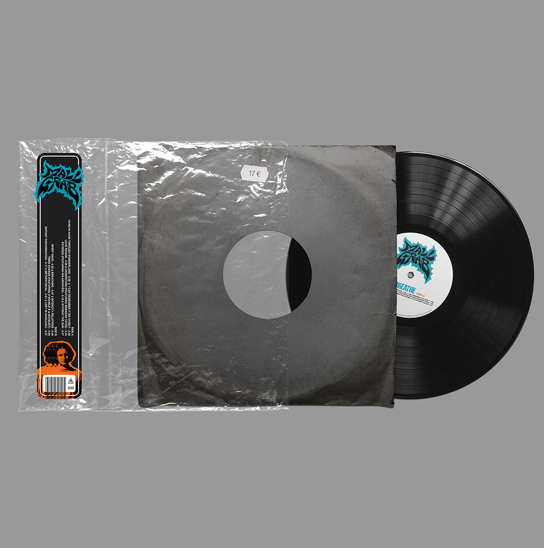 Triptyque What I Breathe – sticker tracklist noir, pochette cartonnée en poly sleeve 17€, vinyl avec label Mall Grab